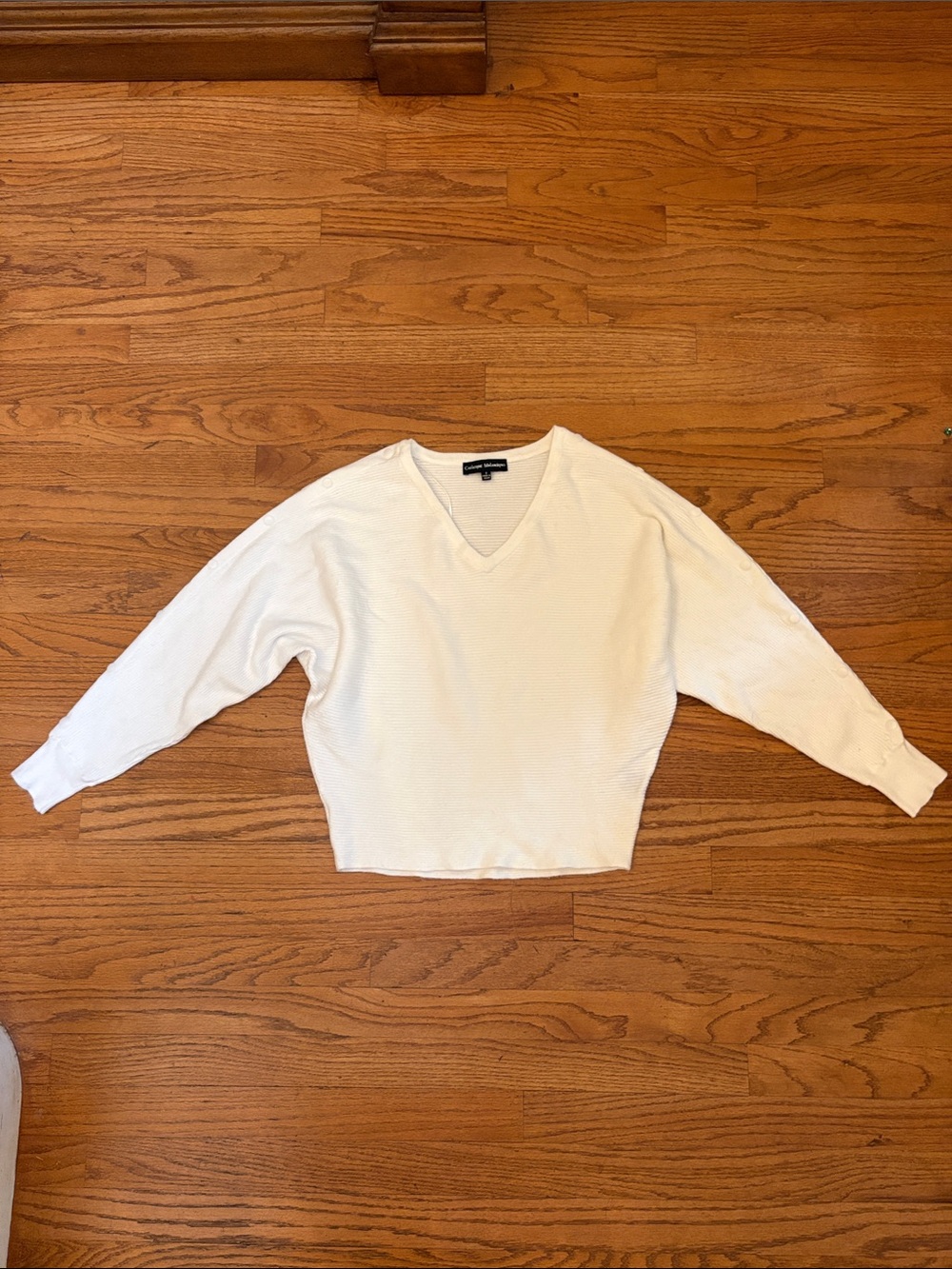 Catherine Malandrino Ivory V-Neck Knit Pullover